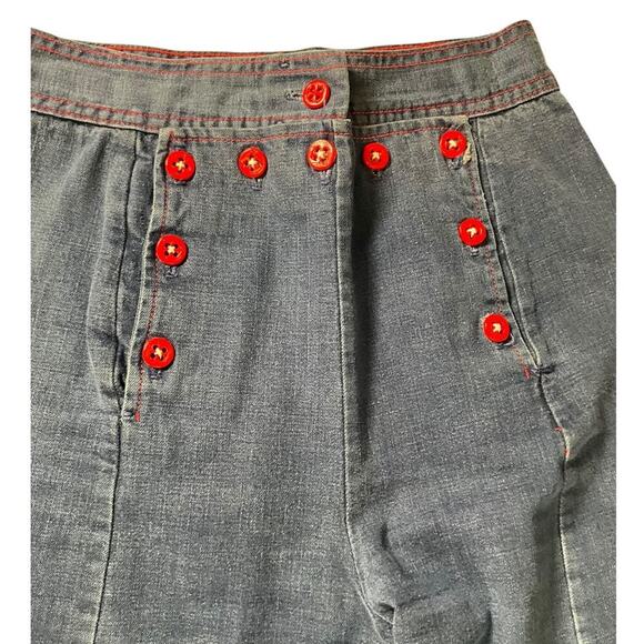 Vintage THERMO-JAC Bell Bottom Pants Full Button Front Light Wash Size 5 Groovy - Picture 3 of 13